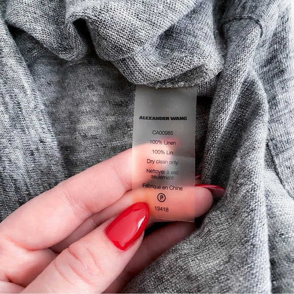 Alexander Wang Heather Linen Muscle Maxi Long Dress Gray Side Slit XS - Picture 12 of 15